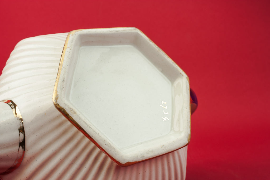 Hexagonal pottery teapot