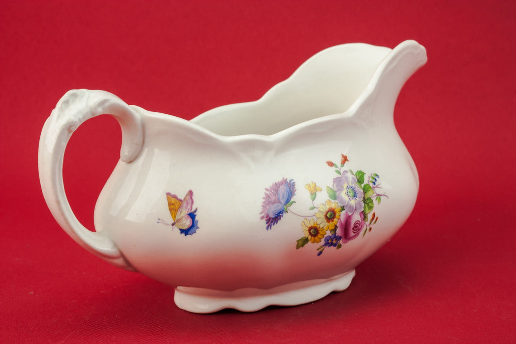 Floral pottery gravy boat