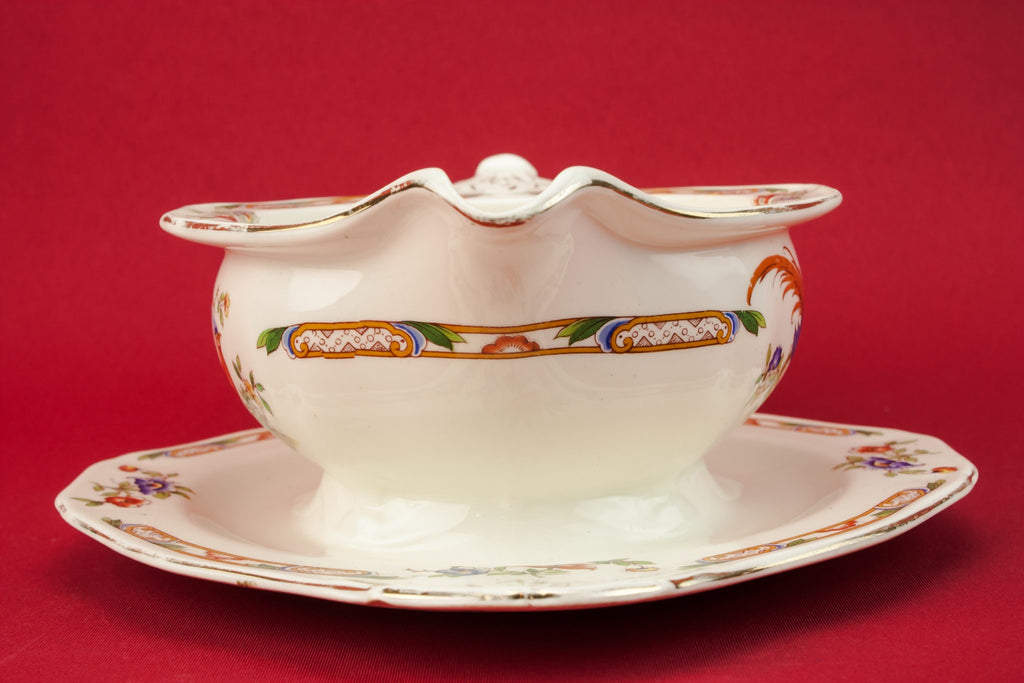 Art Deco pottery gravy boat