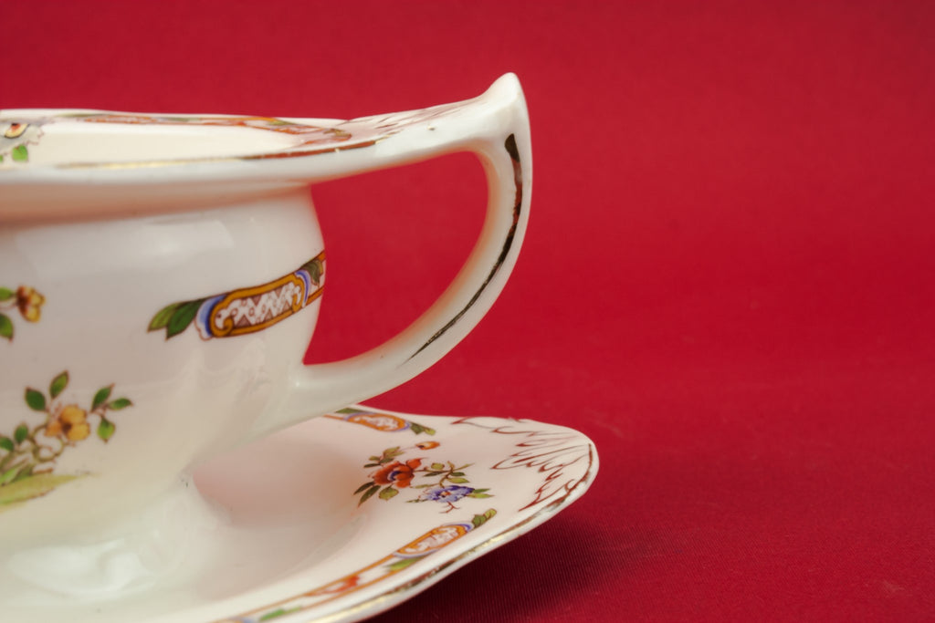 Art Deco pottery gravy boat