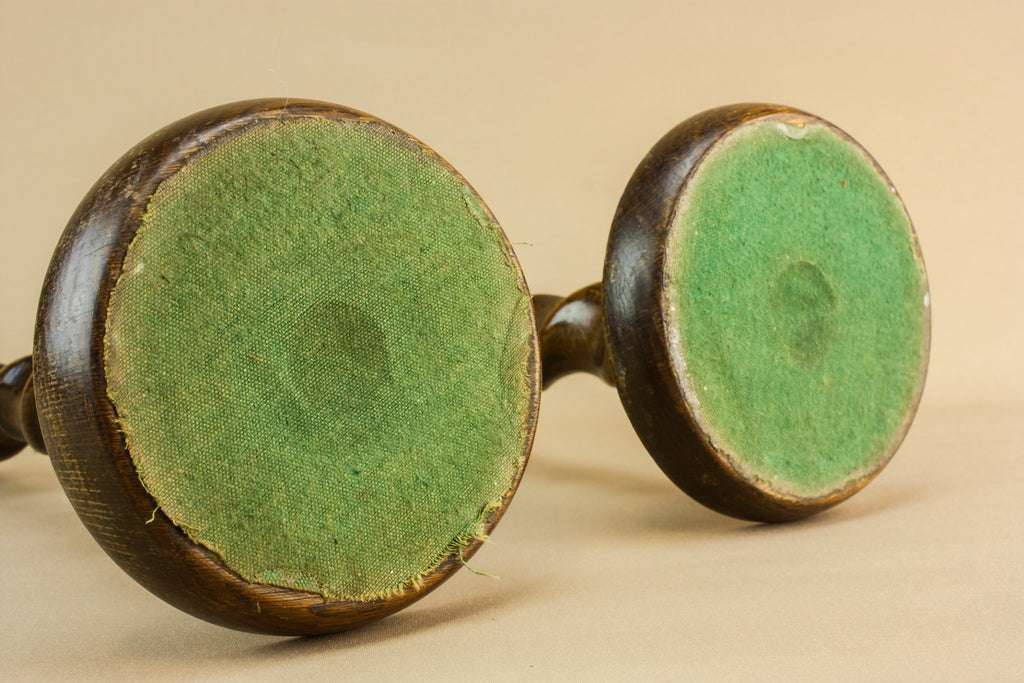2 wooden tall candlesticks