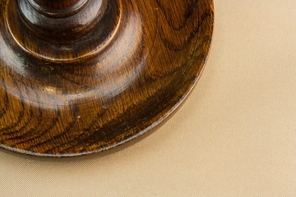 2 wooden tall candlesticks