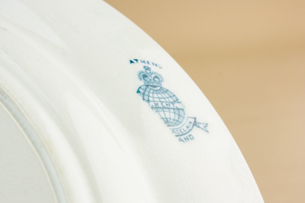 5 blue and white dinner plates