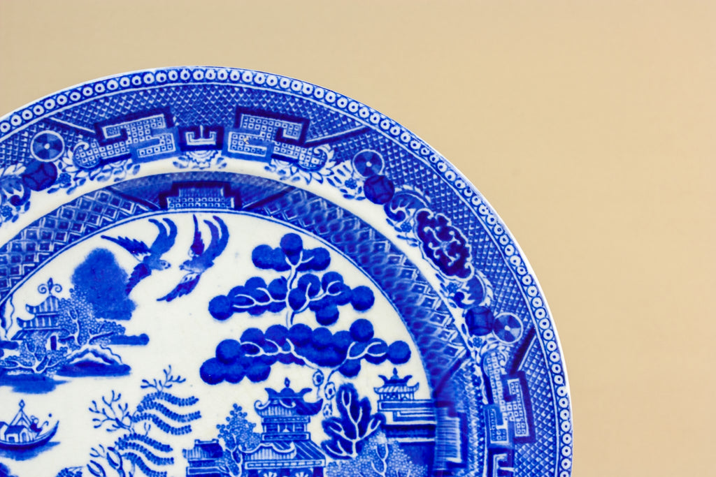 4 Harlequin willow plates
