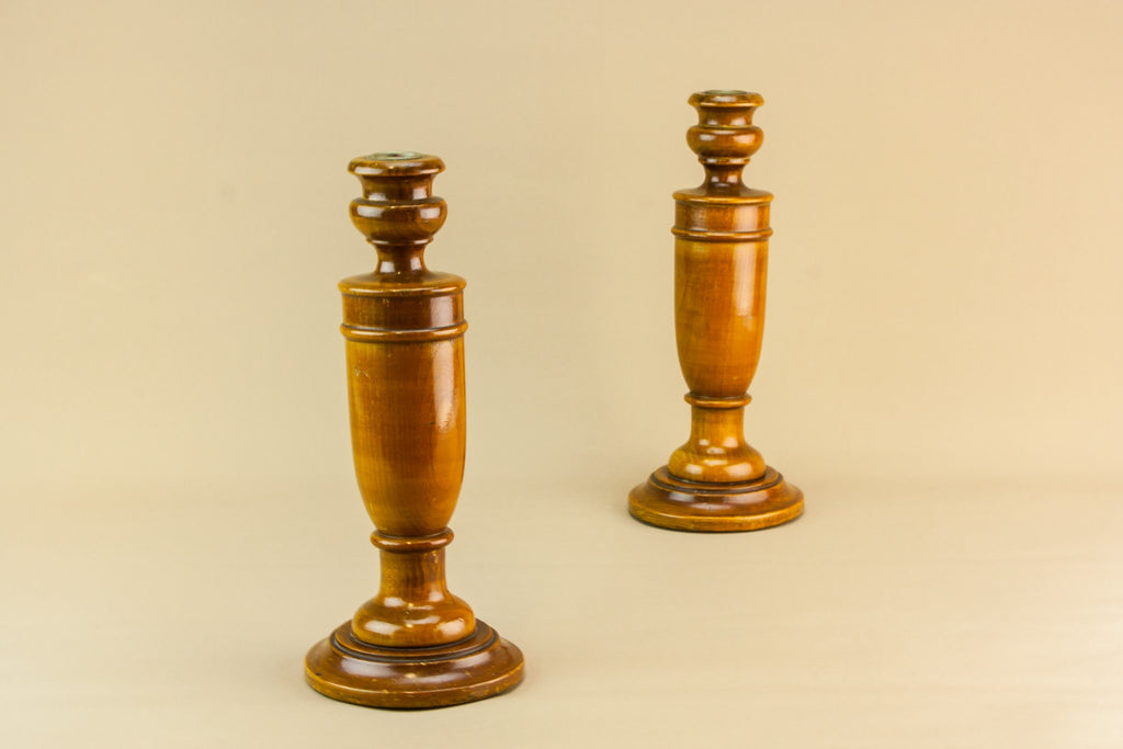 2 Art Deco wooden candlesticks