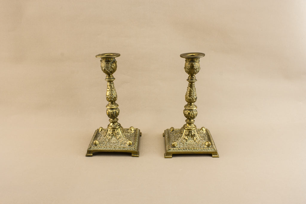 2 brass medium candlesticks