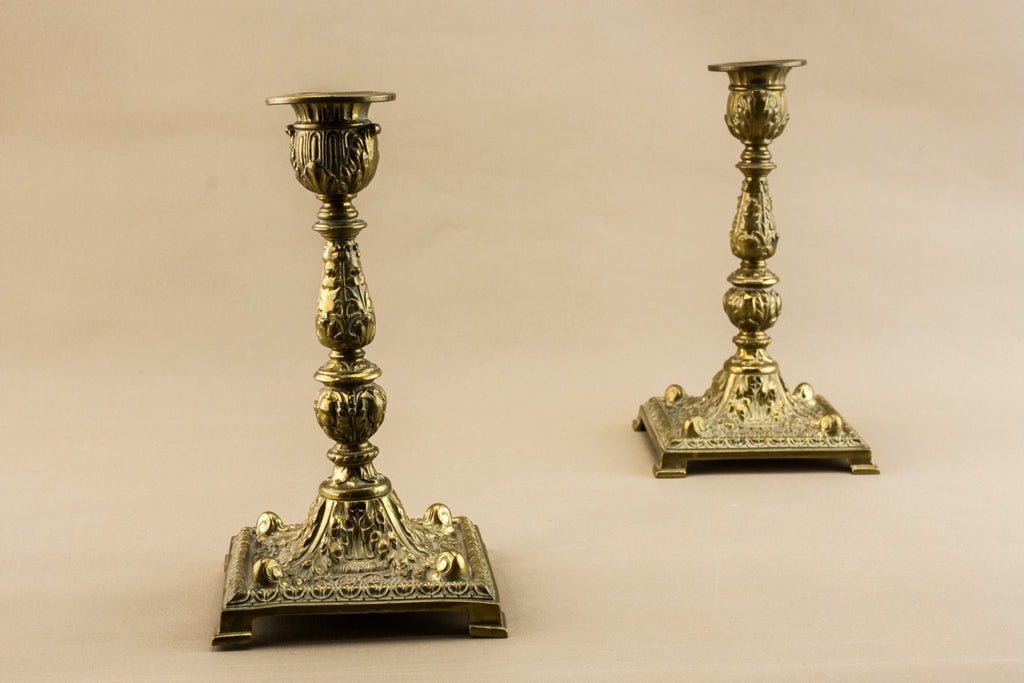 2 brass medium candlesticks