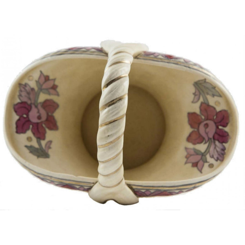 Floral ceramic basket