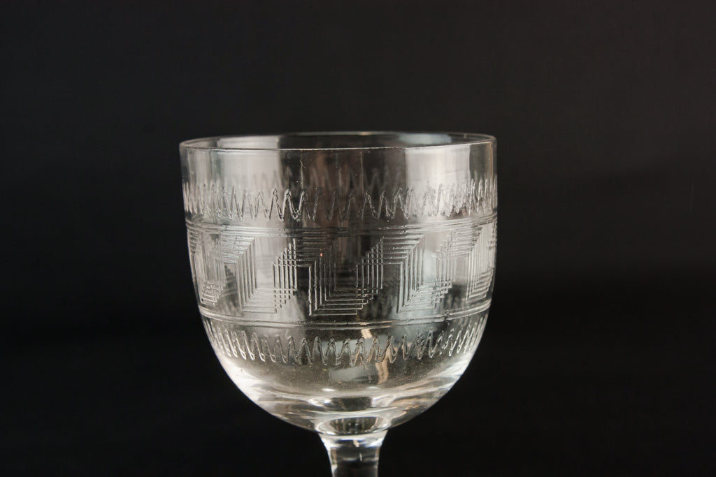 5 engraved port glasses