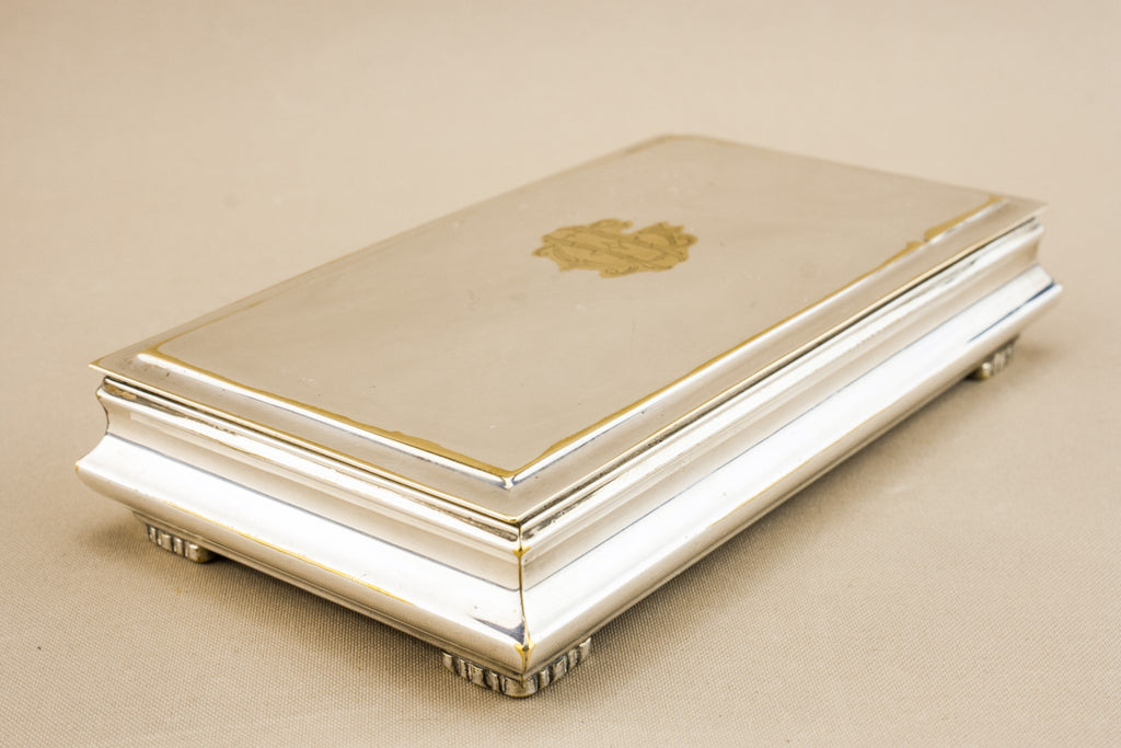 Silver plated wooden box