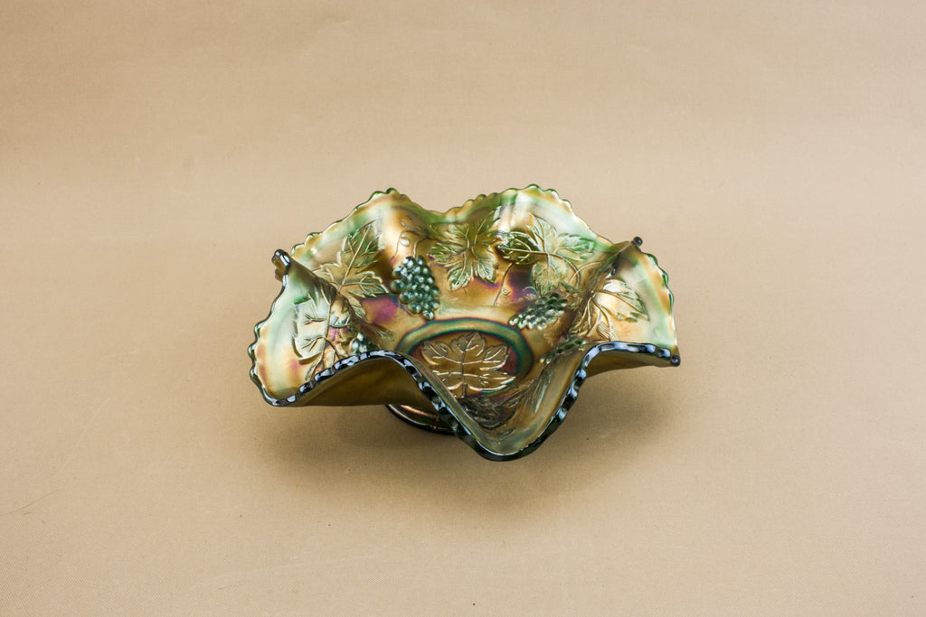 Carnival glass grapes bowl