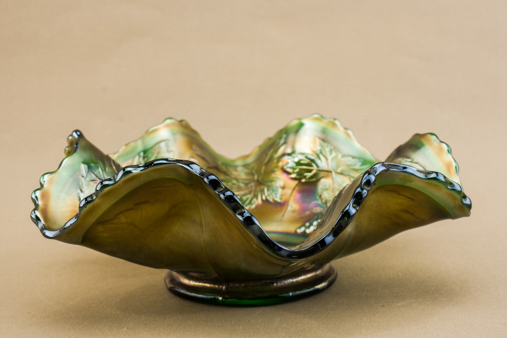 Carnival glass grapes bowl