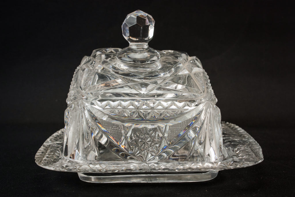 Cut glass cheese dish