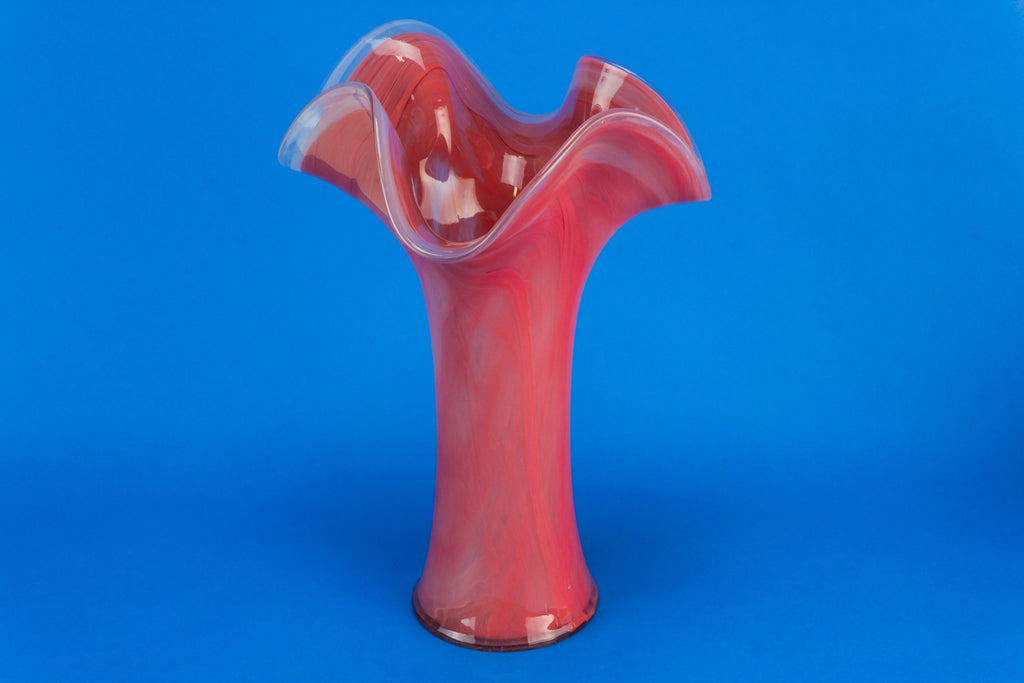 Tall pink glass vase