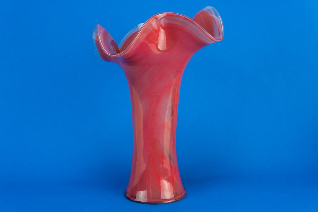 Tall pink glass vase