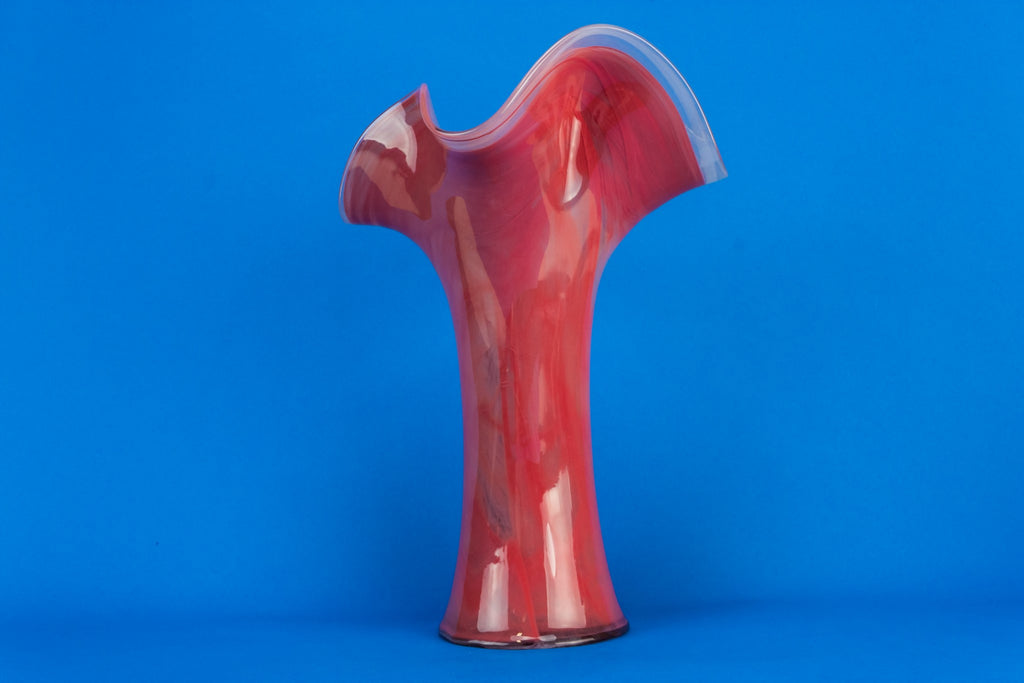 Tall pink glass vase