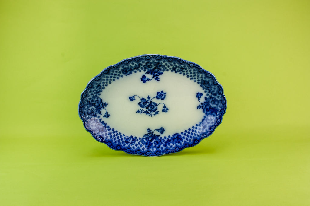Flow blue pottery platter