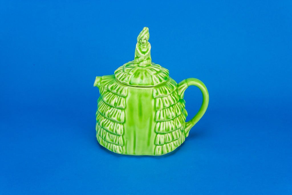 Green pottery teapot