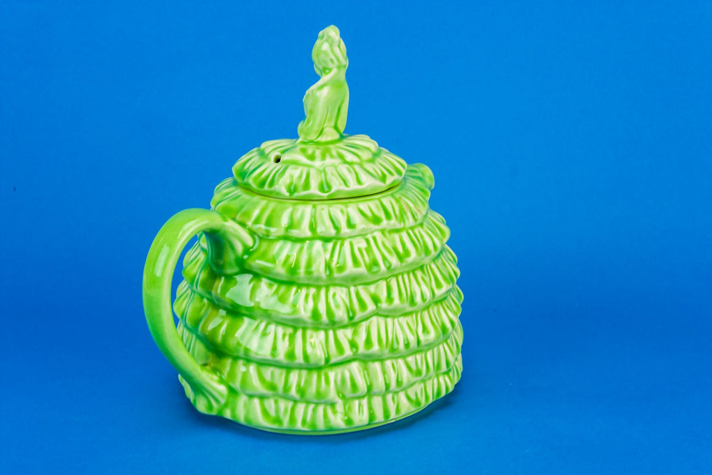 Green pottery teapot