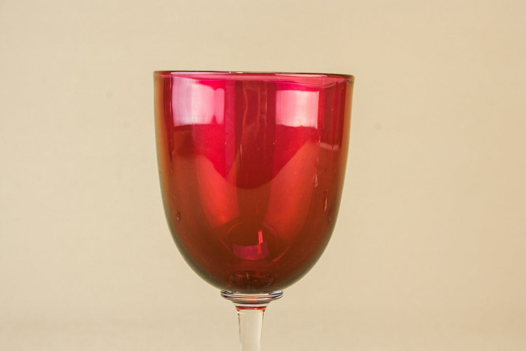 6 cranberry red wine glasses