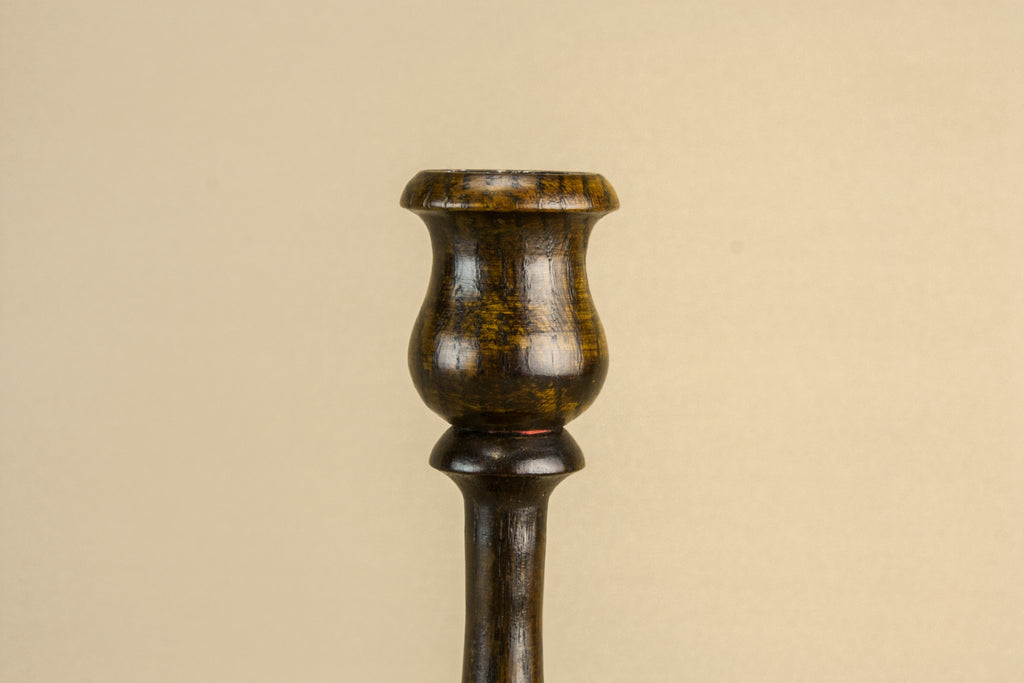 Pair of oak candlesticks