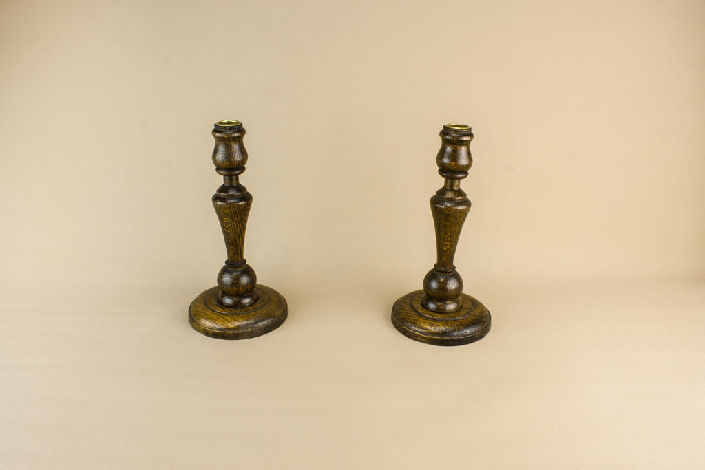 2 oak candlesticks