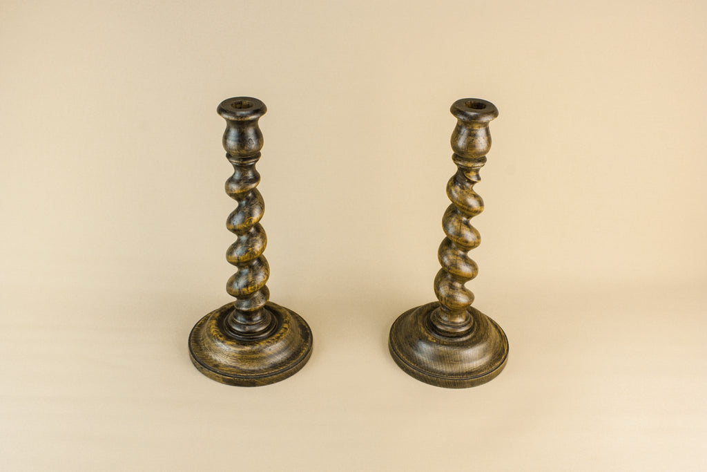 2 barley twist candlesticks