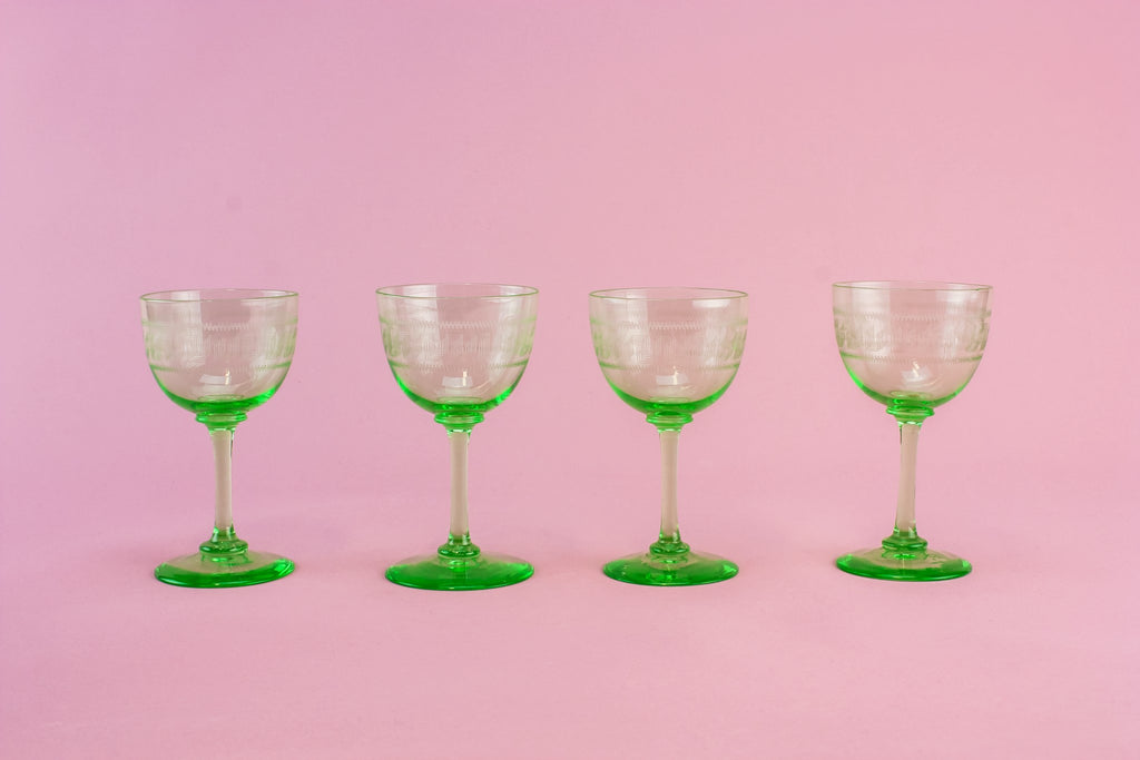 4 uranium wine glasses