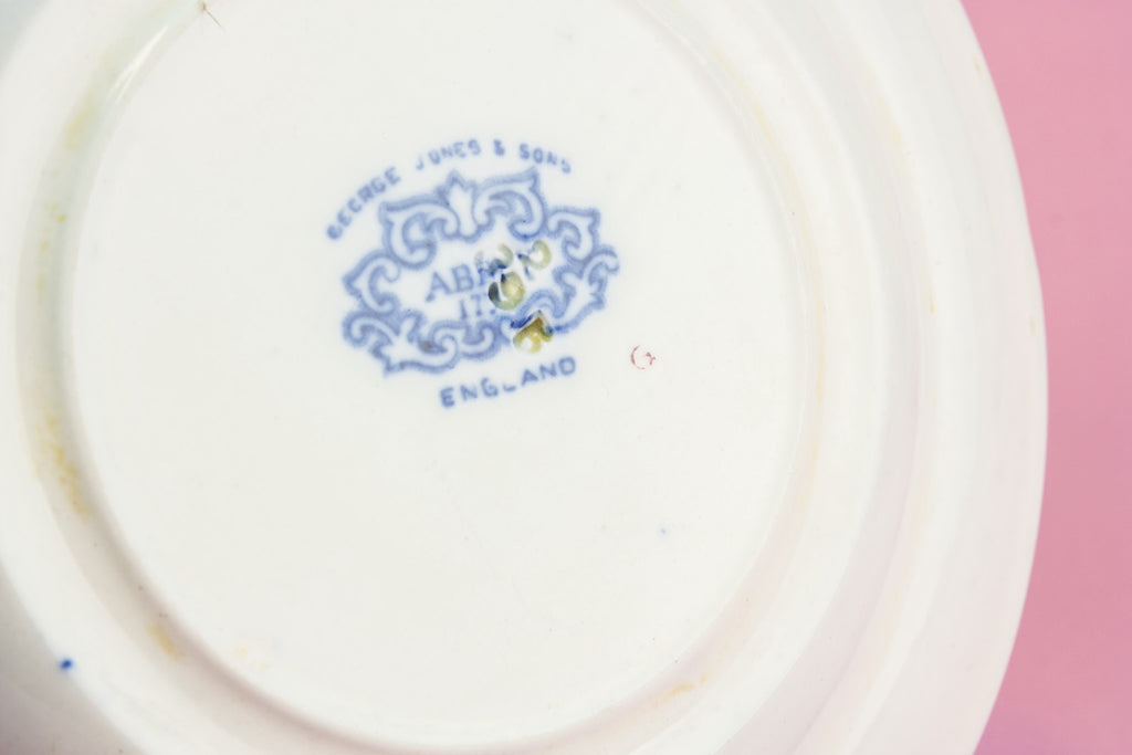 2 flow blue and white plates