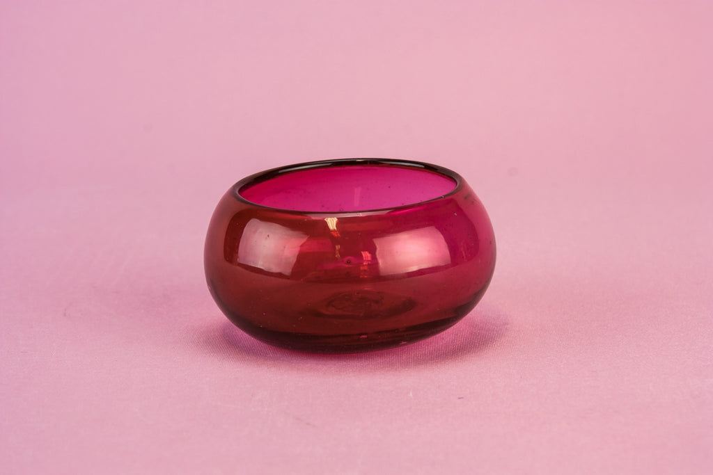 Cranberry red glass bowl