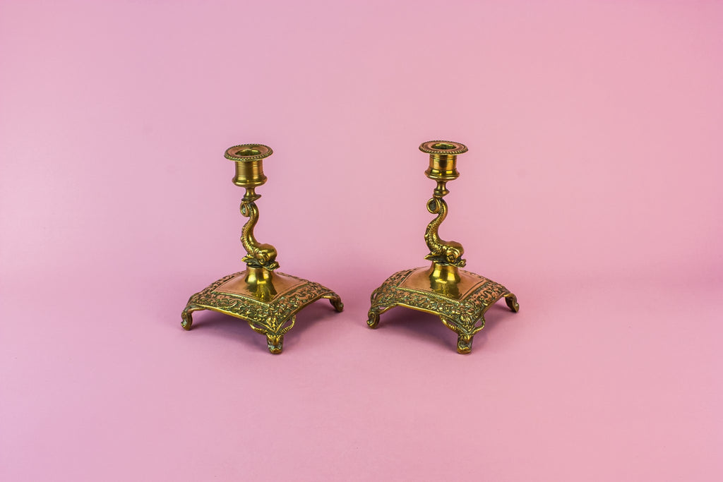 2 brass medium candlesticks