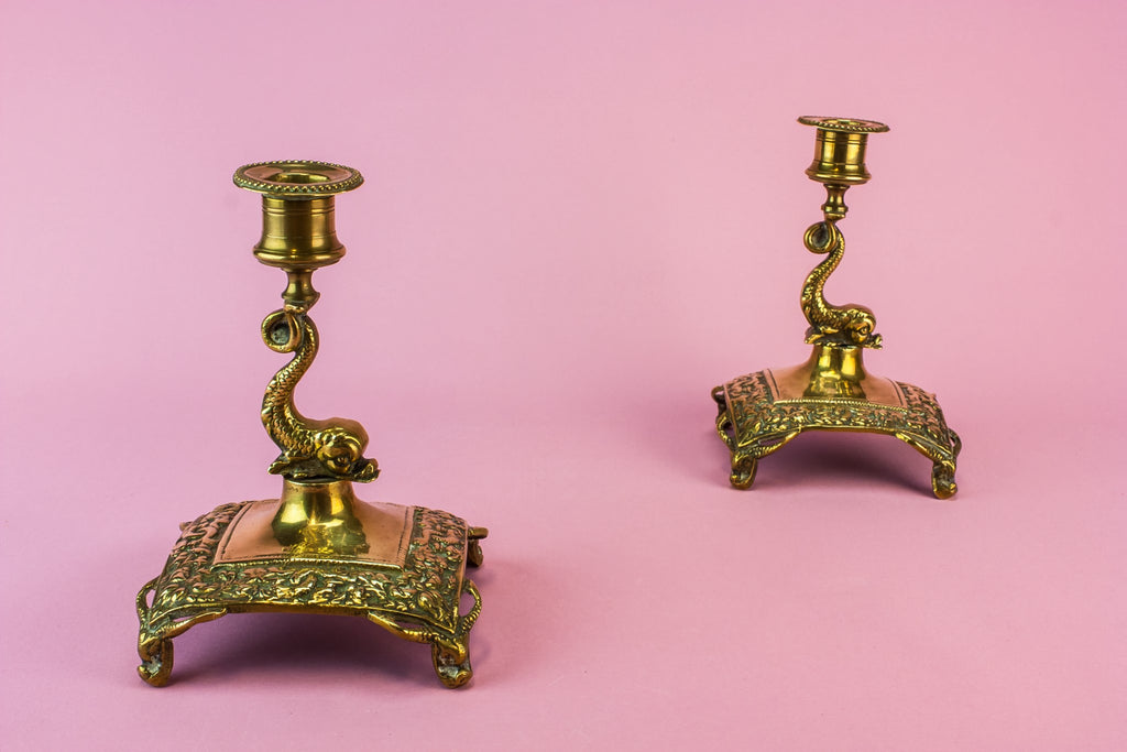 2 brass medium candlesticks