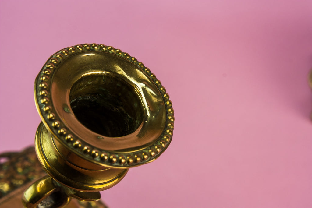 2 brass medium candlesticks