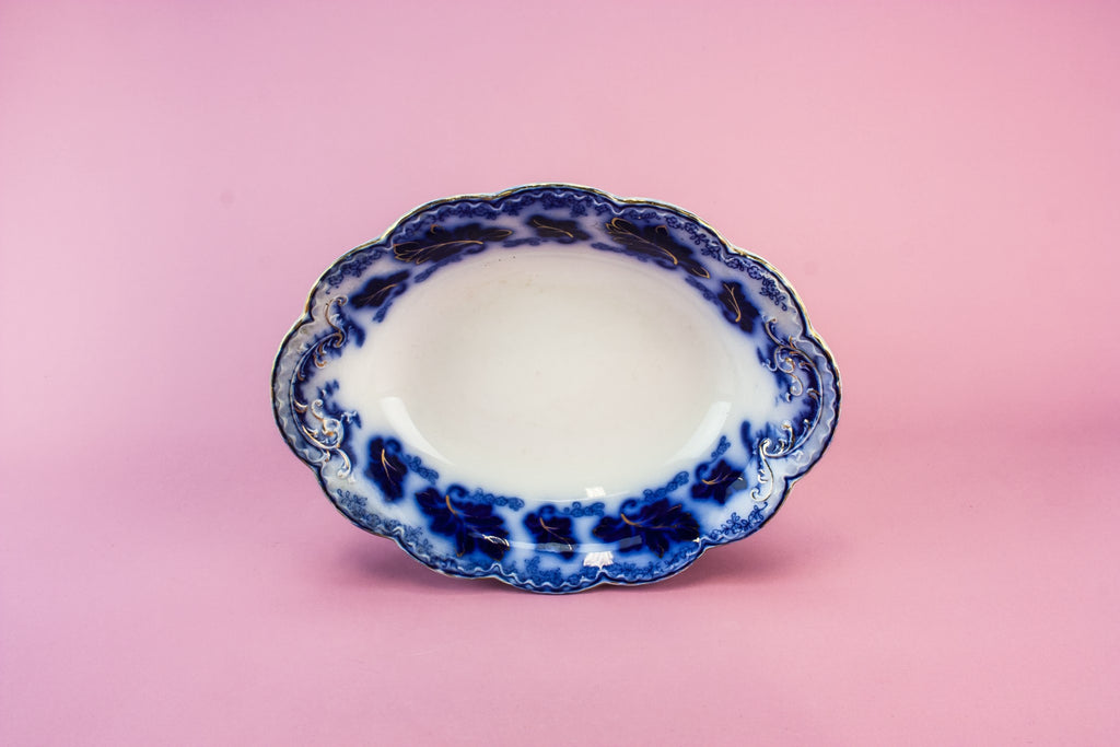 Blue and white serving bowl