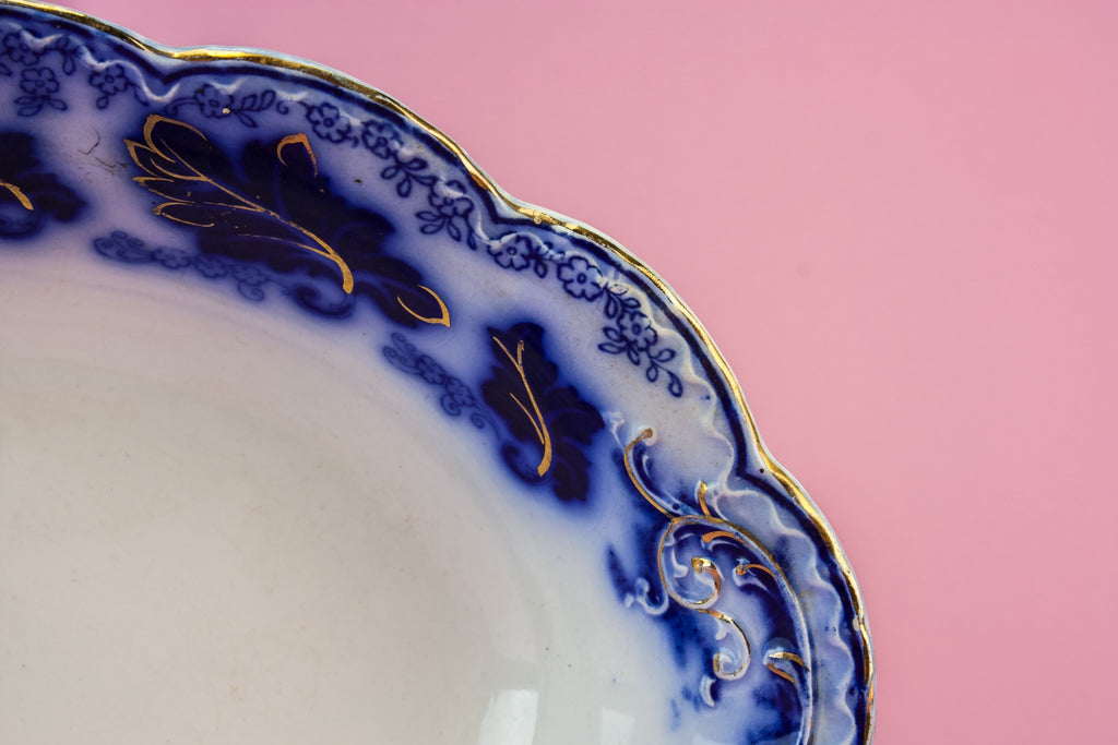 Blue and white serving bowl