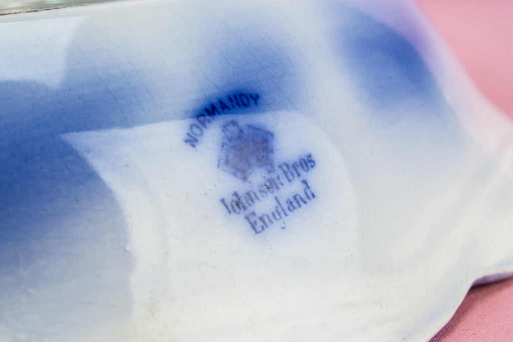 Blue and white serving bowl