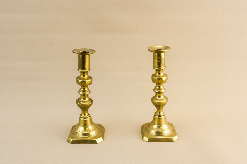 2 brass medium candlesticks