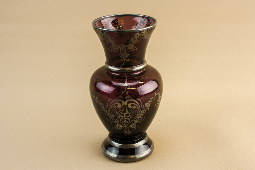 Silvered amethyst glass vase