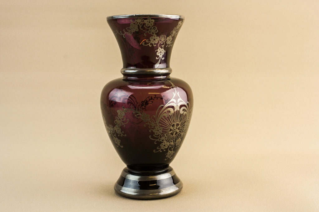 Silvered amethyst glass vase