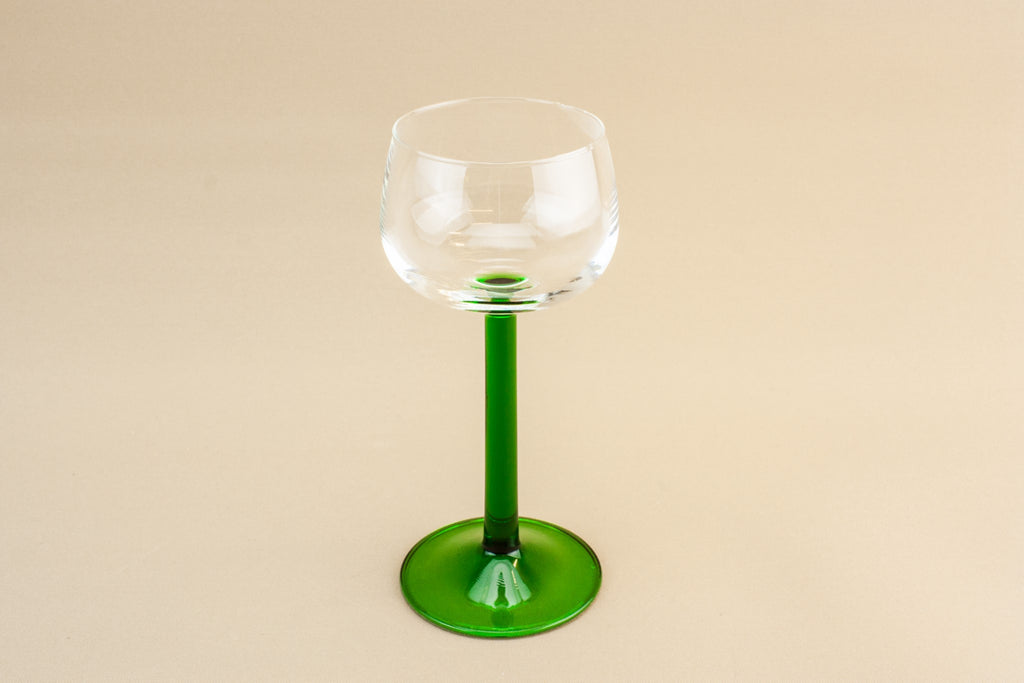 6 green wine glasses