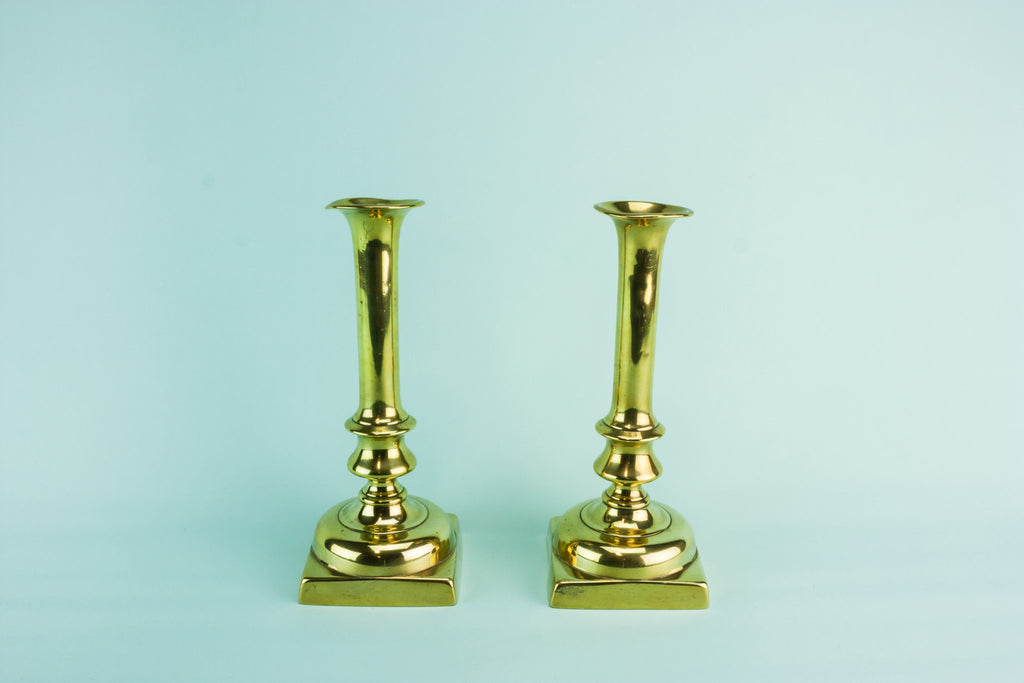 2 brass medium candlesticks