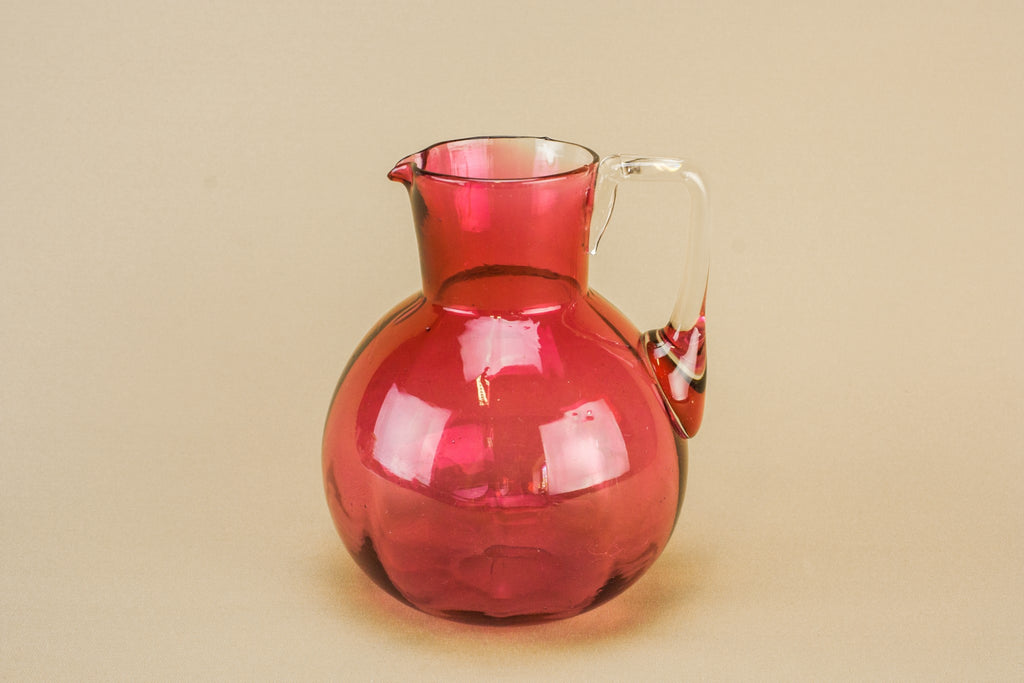 Cranberry red glass jug