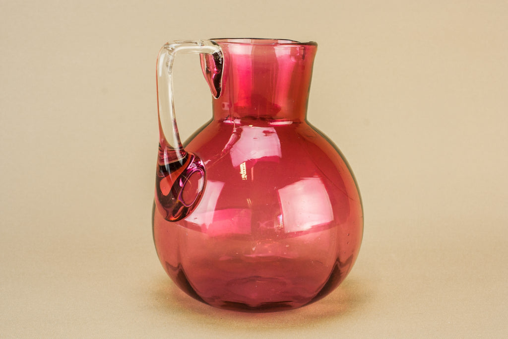 Cranberry red glass jug