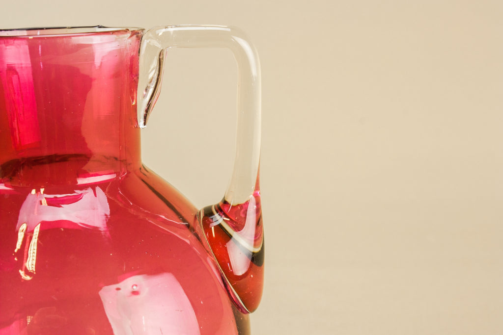 Cranberry red glass jug