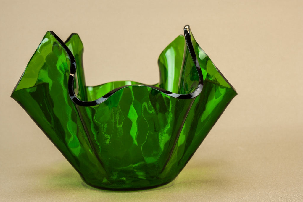 Green glass bowl