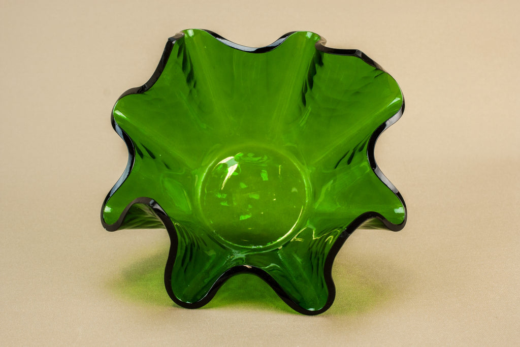 Green glass bowl