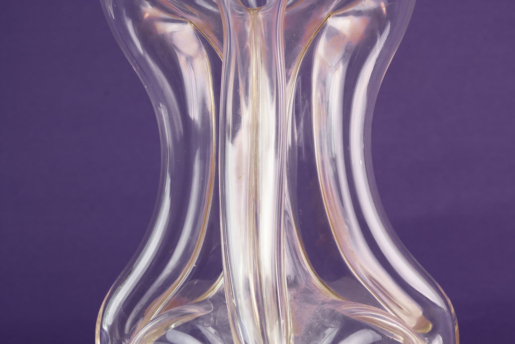 Tall ribbed glass decanter