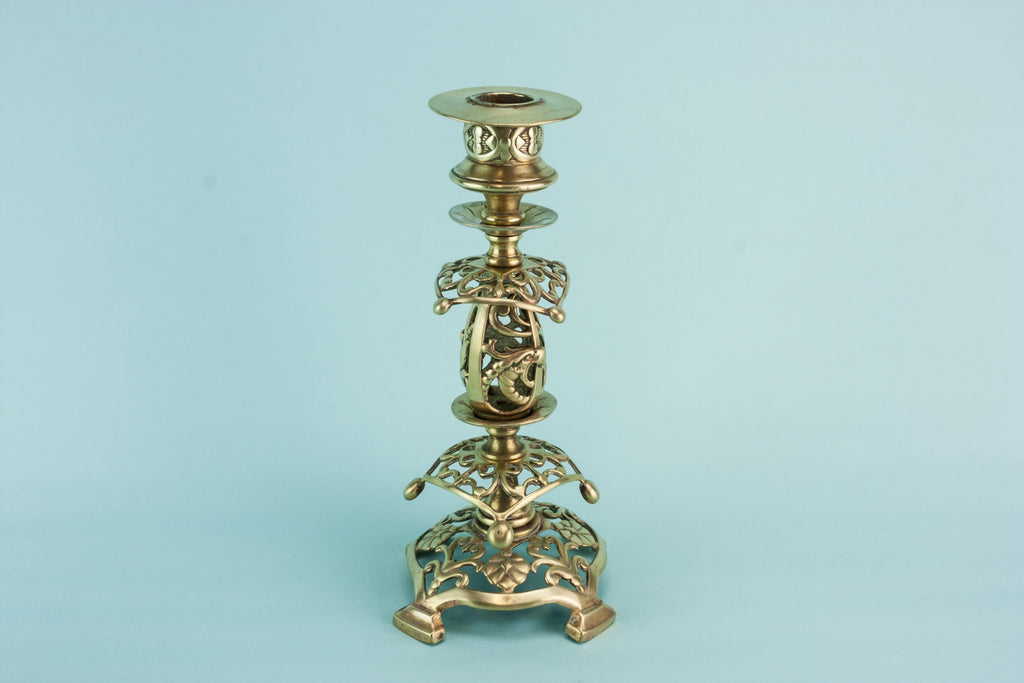 Pierced brass candlestick