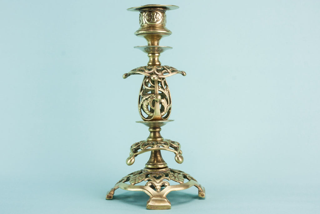 Pierced brass candlestick