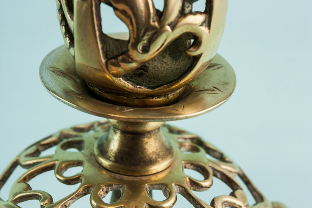 Pierced brass candlestick